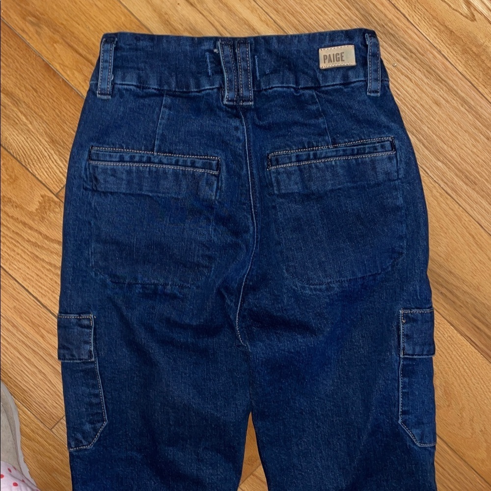 PAIGE Dion High Rise Bootcut Cargo Jeans in Gracie Lou, size 26, EUC - Picture 9 of 15